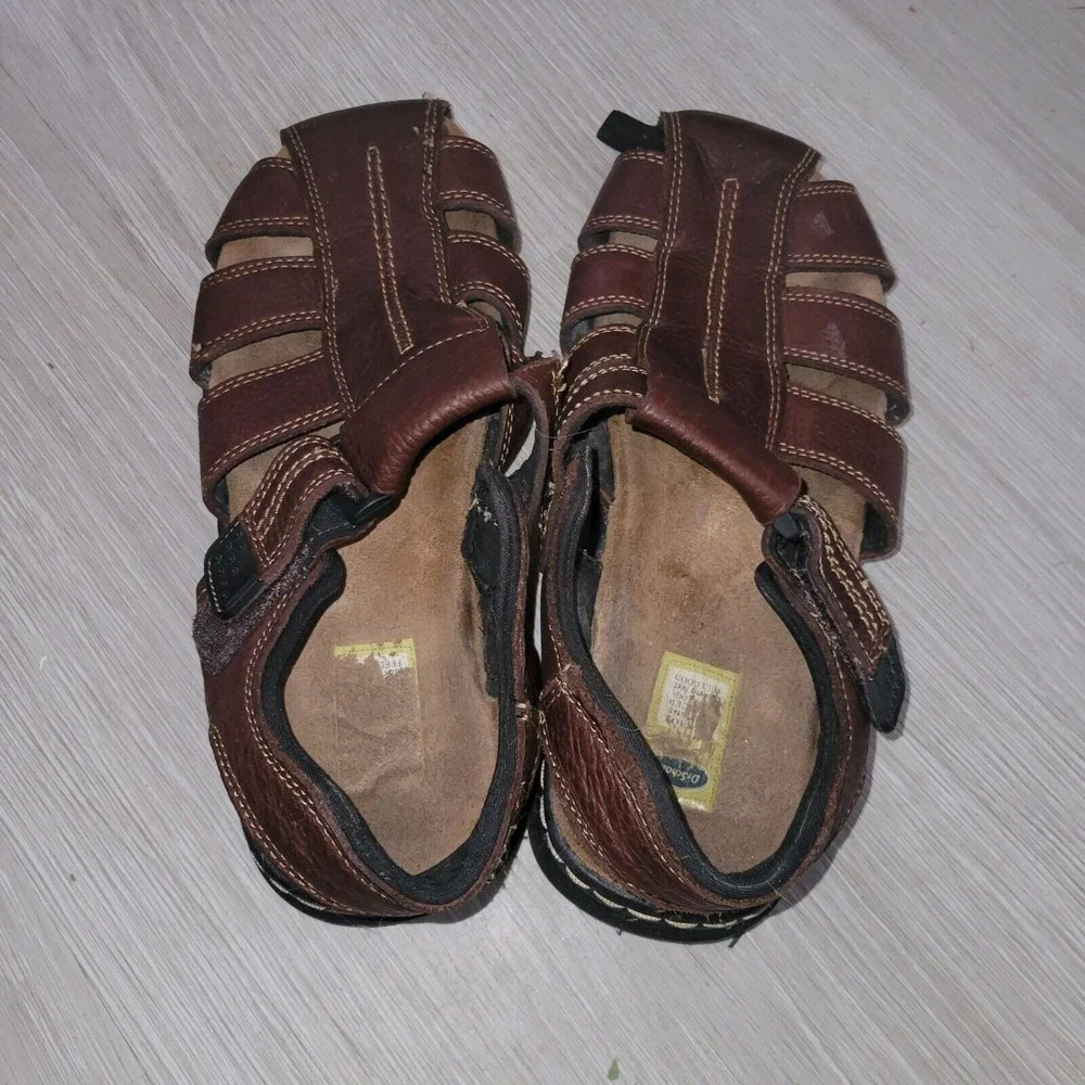 DR SCHOLL'S Men's Fisherman Gaston Leather Brown Sandal Beach Coastal Outdoor 10